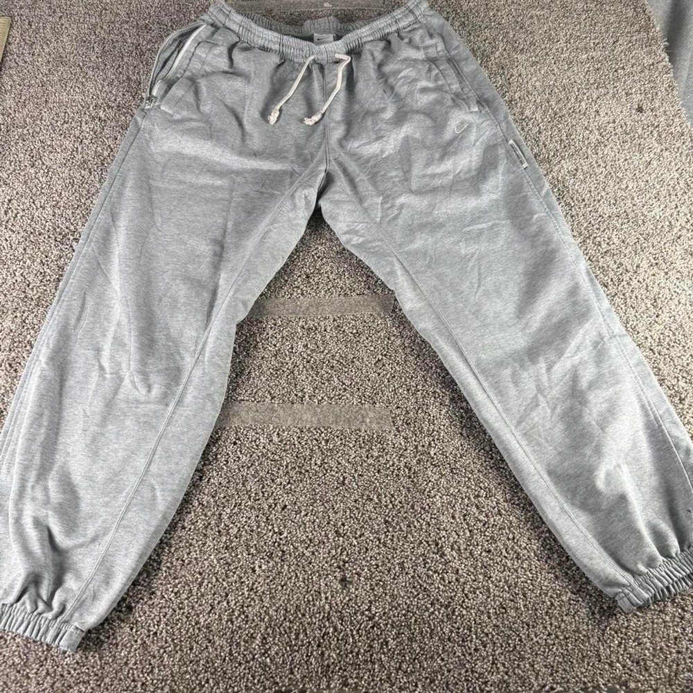 Nike Dri-FIT Mens XL Gray Jogger Sweatpants Zipper Pockets Heathered Athletic